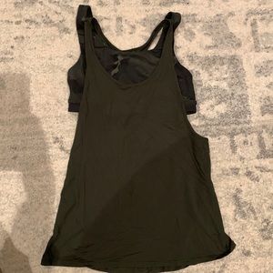 Lululemon size 6 dark green tank with support bra attached